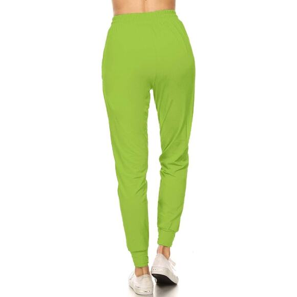 Women's Track Cuff Lime Green Joggers with Pockets Size Small - Picture 3 of 8
